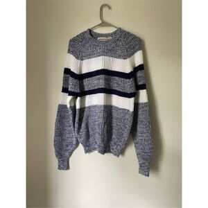 New Without Tag St. John’s Bay Navy and White Chunky Knit Crew Neck Sweater Wome